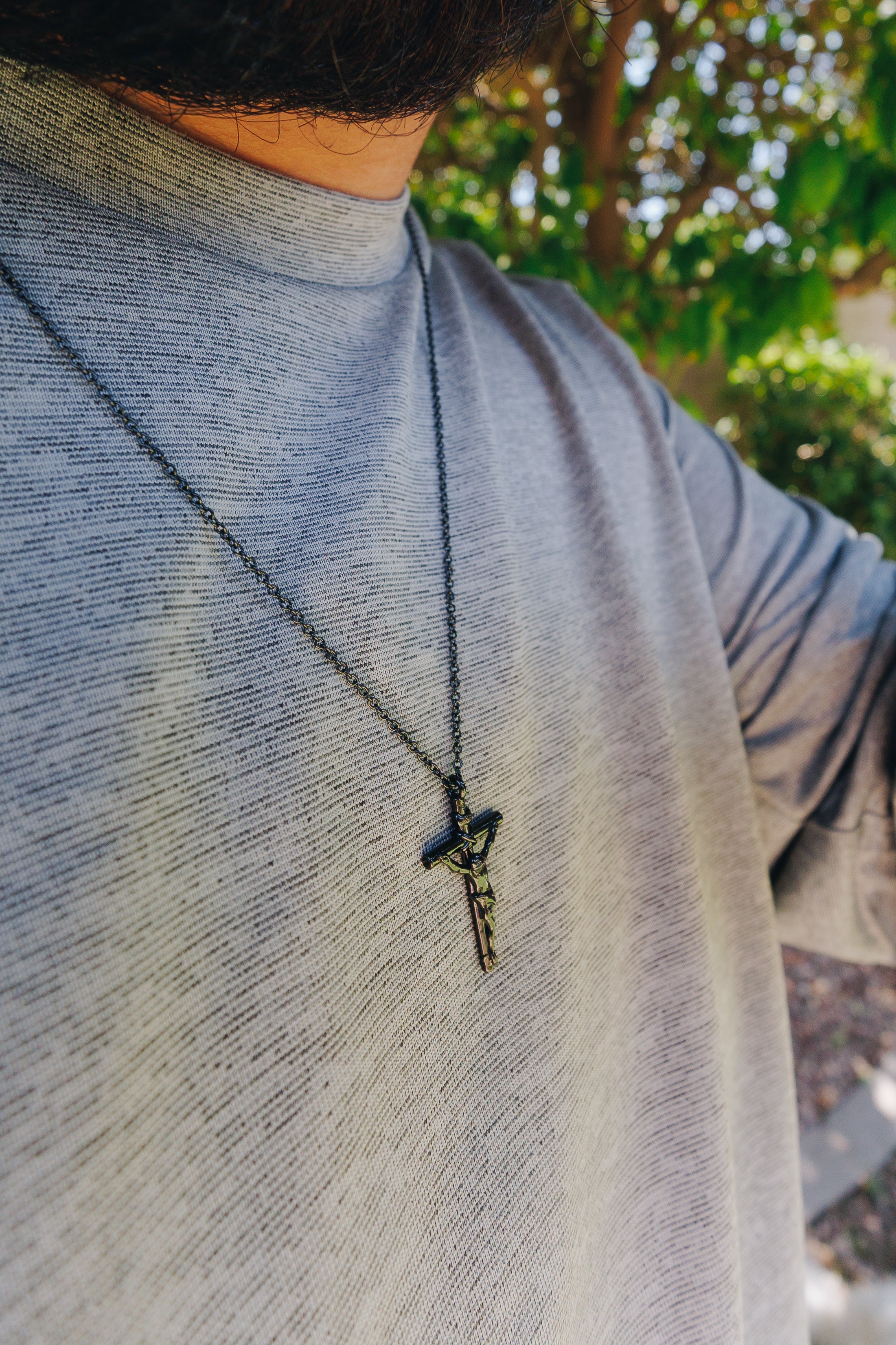 Mens Black Crucifix
