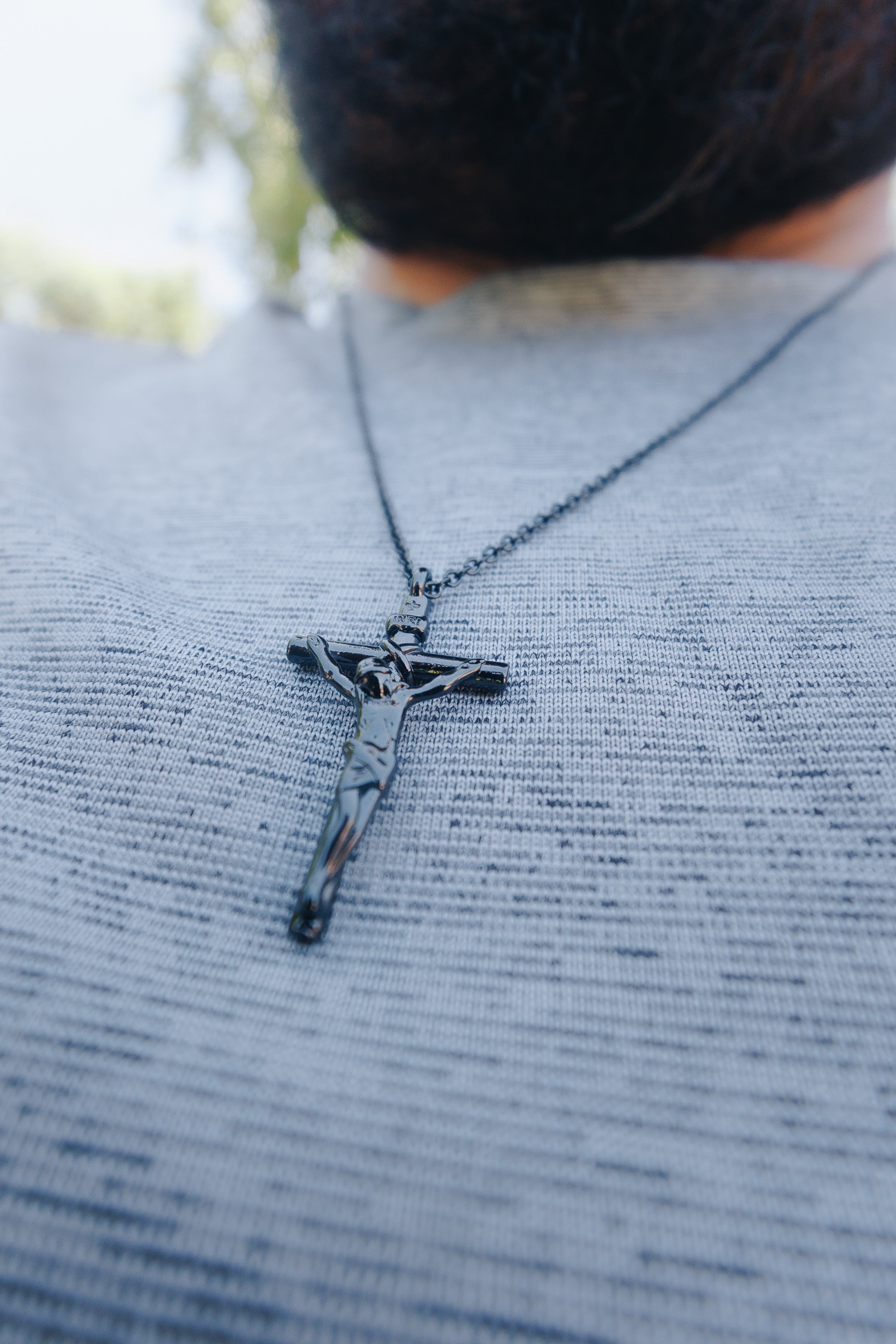 Mens Black Crucifix
