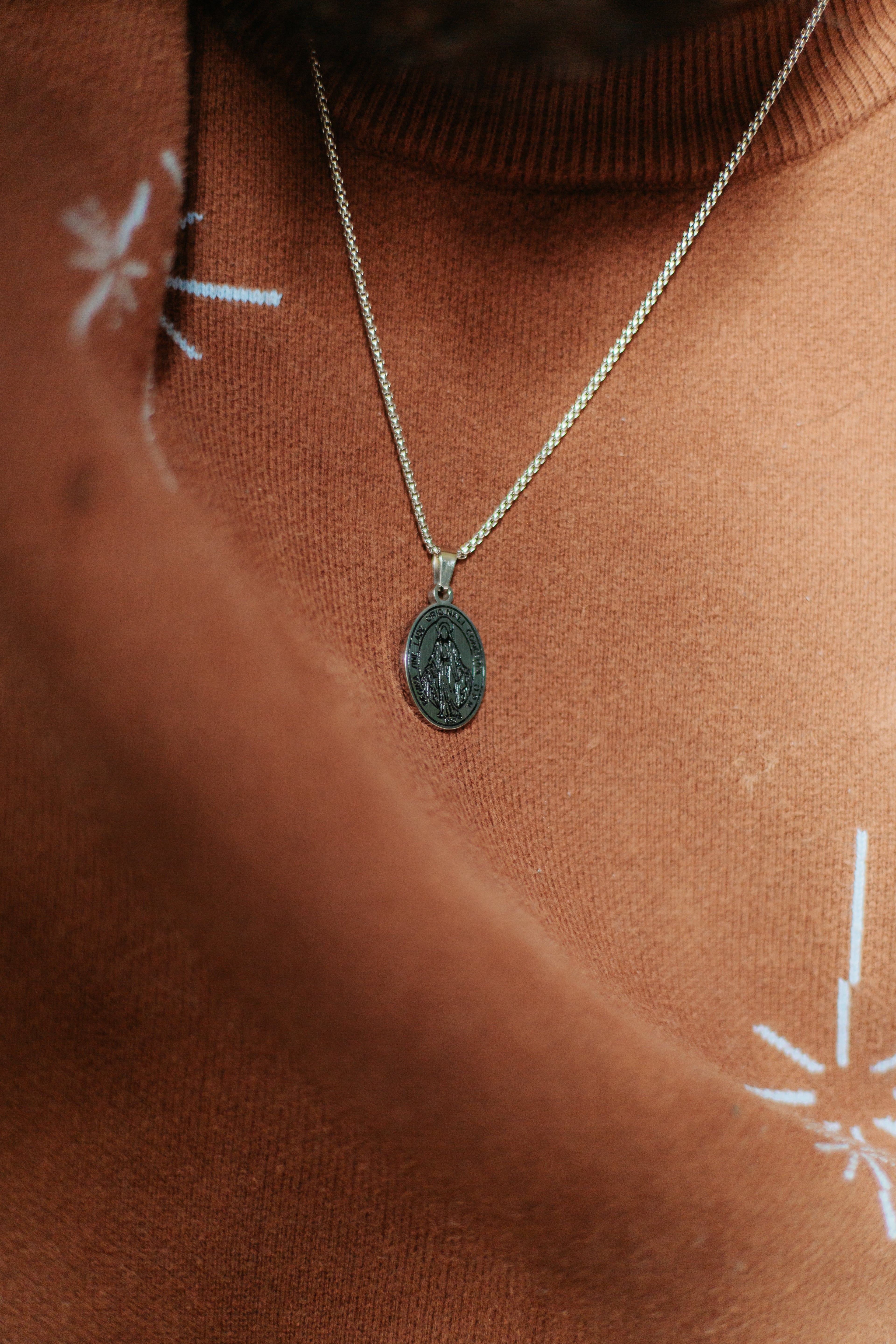 Silver Miraculous Medal for Men