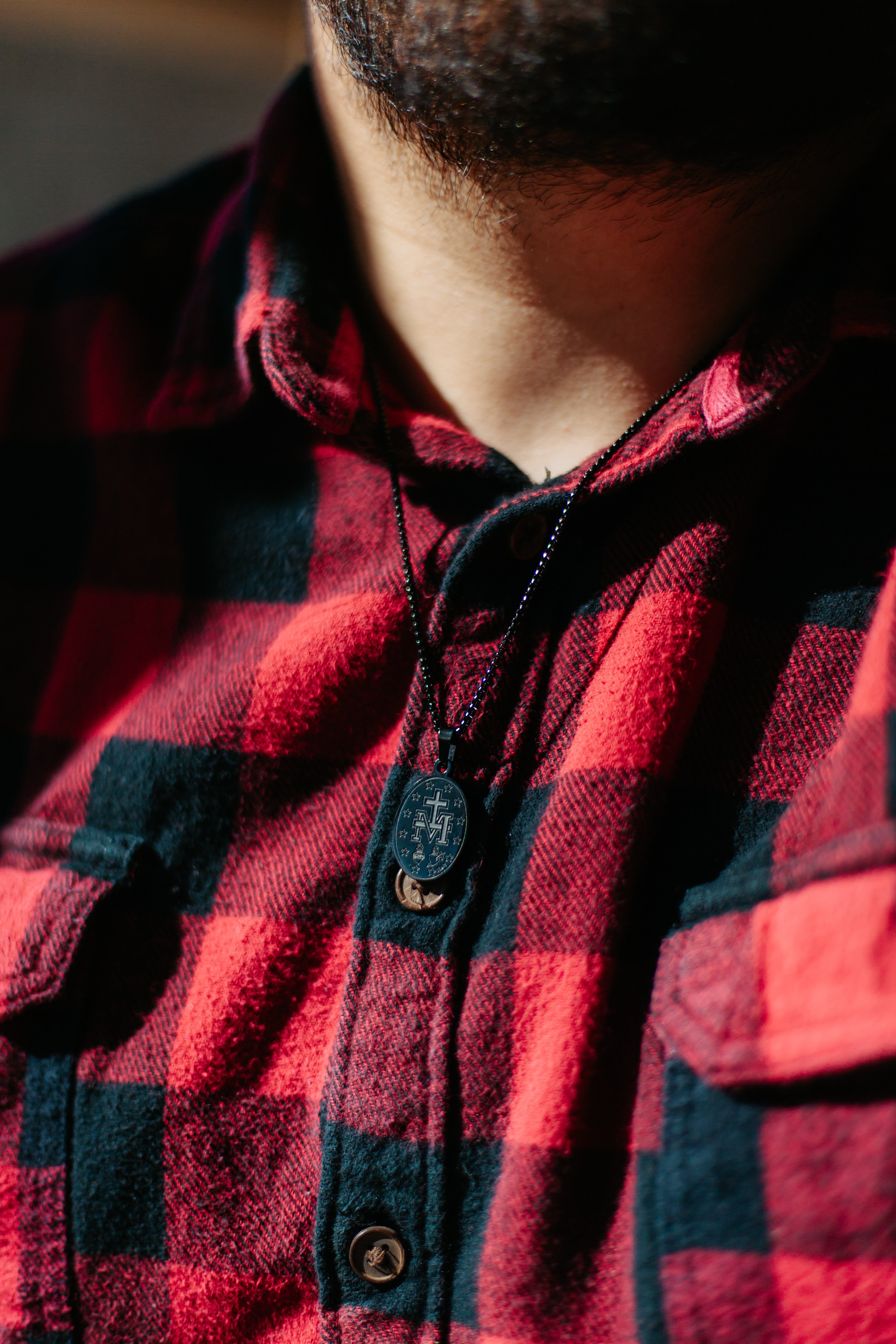 Black Miraculous Medal for Men