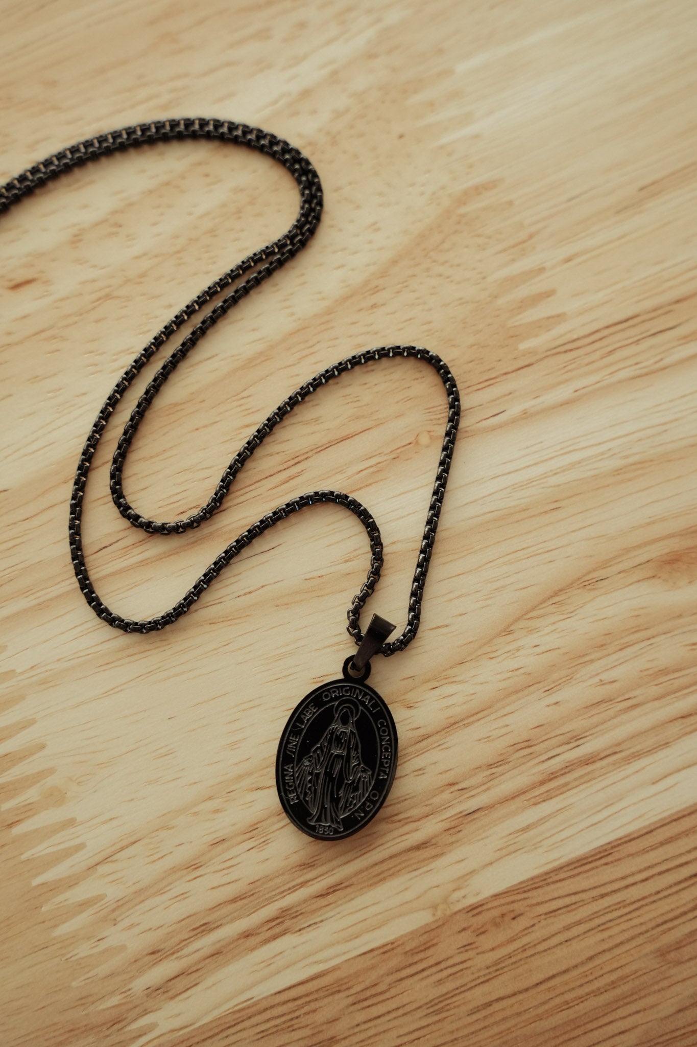 Black Miraculous Medal for Men
